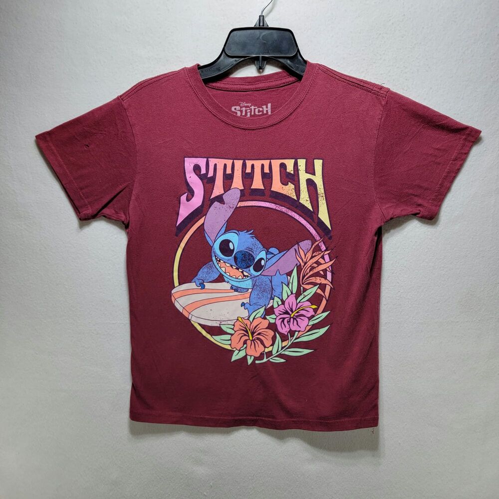 Disney Small Lilo & Stitch Girls Graphic Tee red relaxed top